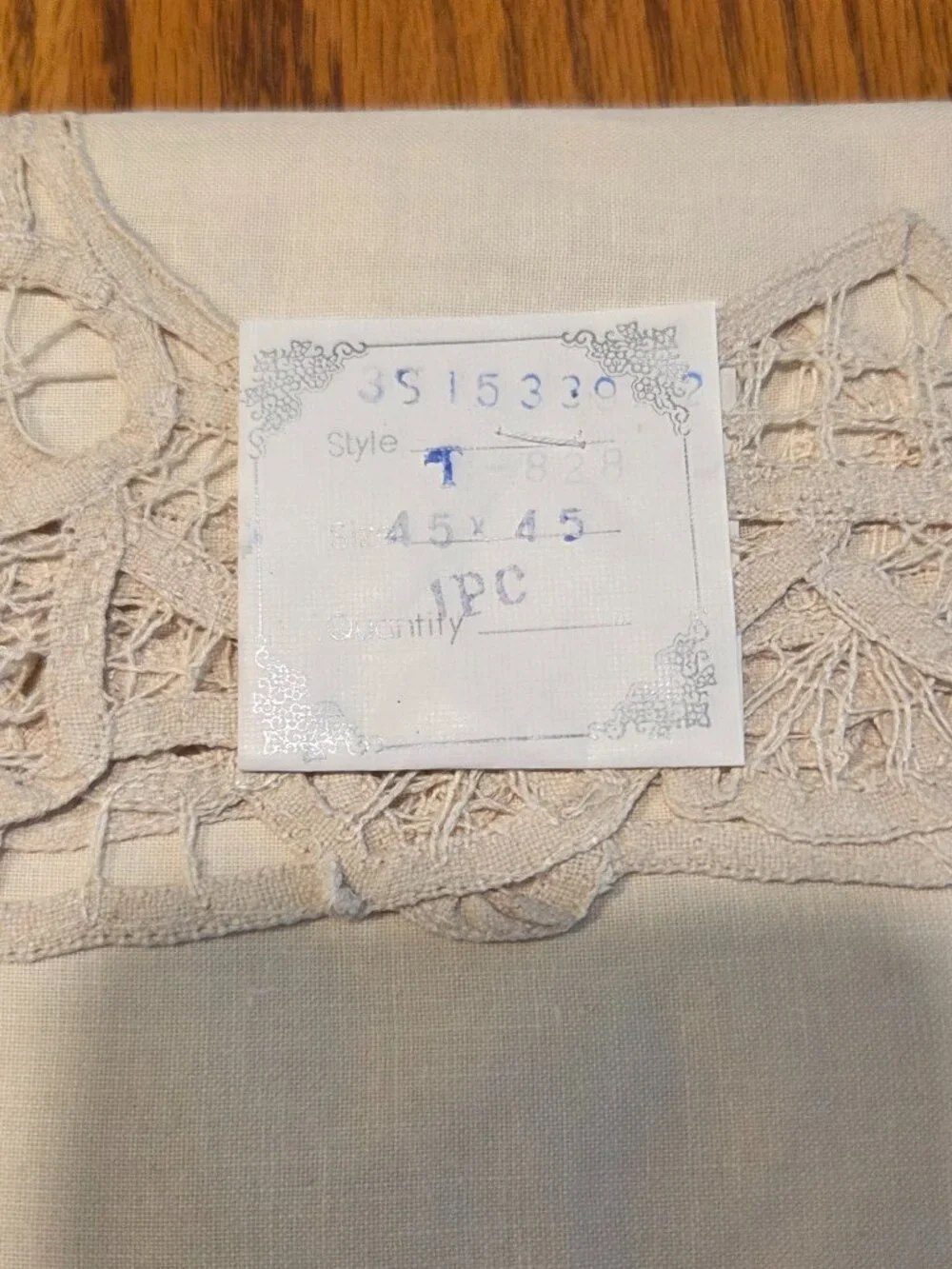Battenburg Lace Hand Painted Rose Tablecloth Topper 45x45